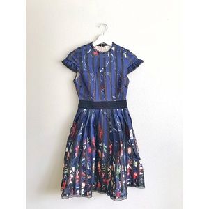 NWT Anthropologie Foxiedox Blue Floral Dre…